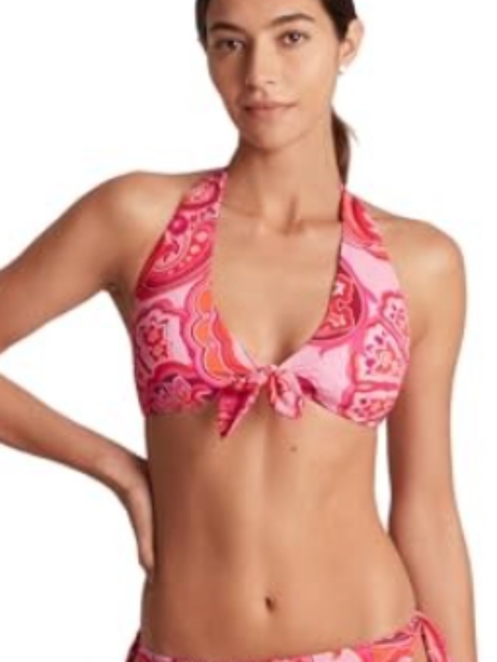 Lauren Ralph Lauren Provence Paisley Tie Front Halter Bikini Top Swim Sz 10 8789
